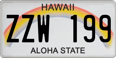 HI license plate ZZW199