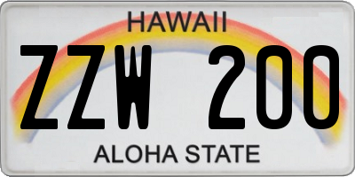 HI license plate ZZW200