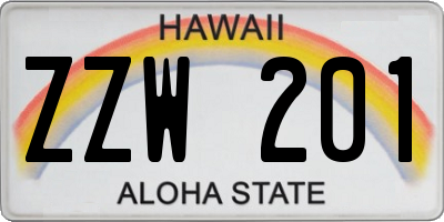 HI license plate ZZW201