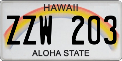 HI license plate ZZW203