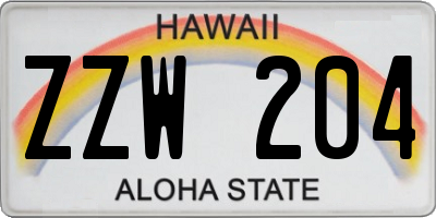 HI license plate ZZW204