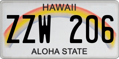 HI license plate ZZW206