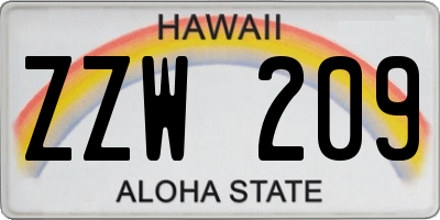 HI license plate ZZW209