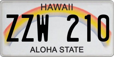 HI license plate ZZW210