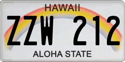 HI license plate ZZW212