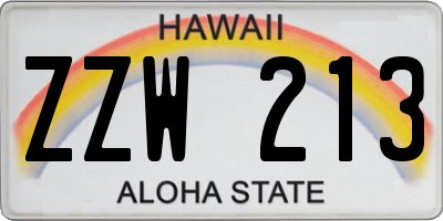 HI license plate ZZW213