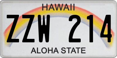 HI license plate ZZW214