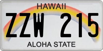 HI license plate ZZW215