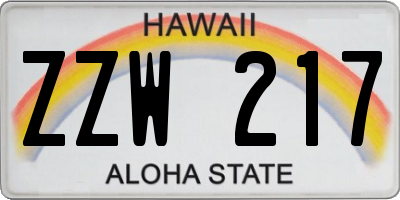 HI license plate ZZW217