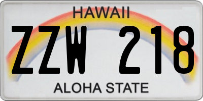 HI license plate ZZW218