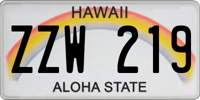 HI license plate ZZW219