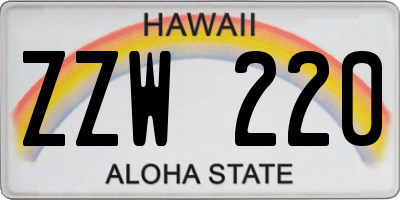 HI license plate ZZW220