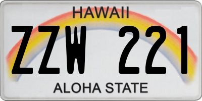 HI license plate ZZW221