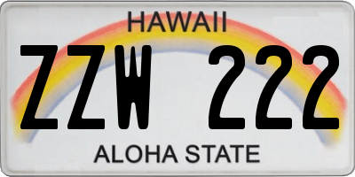 HI license plate ZZW222