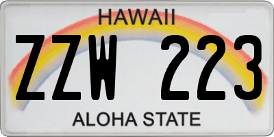 HI license plate ZZW223