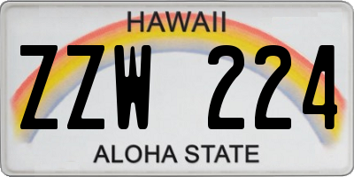 HI license plate ZZW224