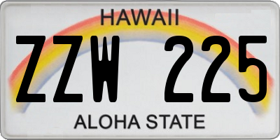 HI license plate ZZW225