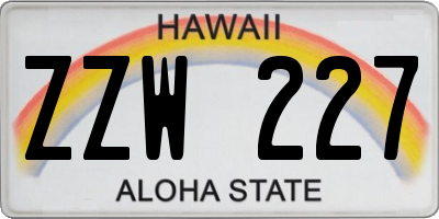 HI license plate ZZW227