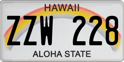 HI license plate ZZW228