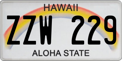 HI license plate ZZW229