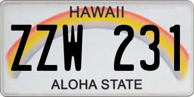 HI license plate ZZW231