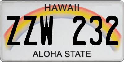 HI license plate ZZW232