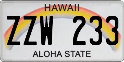 HI license plate ZZW233