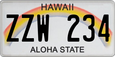 HI license plate ZZW234