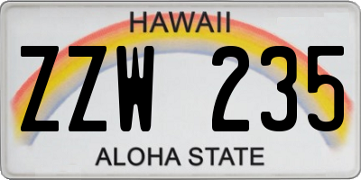 HI license plate ZZW235