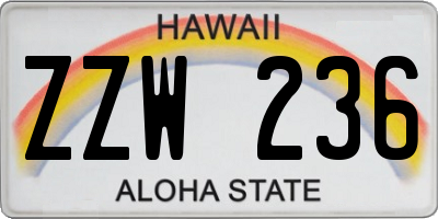 HI license plate ZZW236