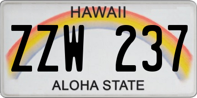 HI license plate ZZW237