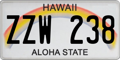 HI license plate ZZW238