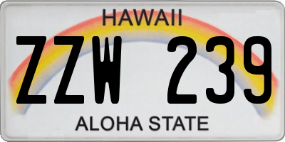 HI license plate ZZW239