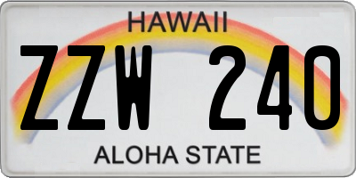 HI license plate ZZW240