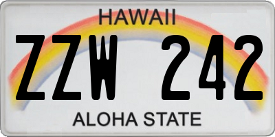 HI license plate ZZW242