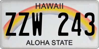 HI license plate ZZW243