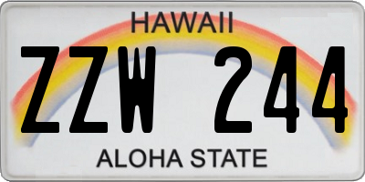 HI license plate ZZW244