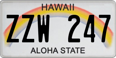 HI license plate ZZW247