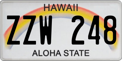 HI license plate ZZW248