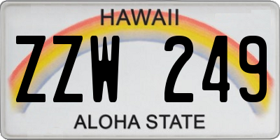 HI license plate ZZW249