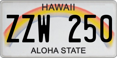 HI license plate ZZW250