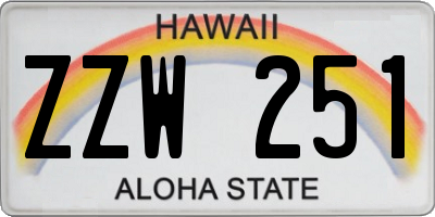 HI license plate ZZW251