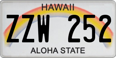 HI license plate ZZW252