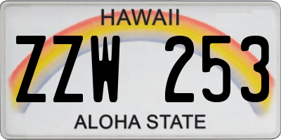 HI license plate ZZW253