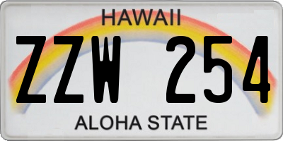 HI license plate ZZW254