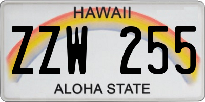 HI license plate ZZW255