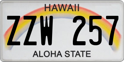 HI license plate ZZW257