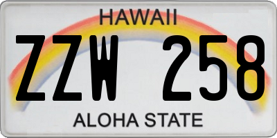 HI license plate ZZW258