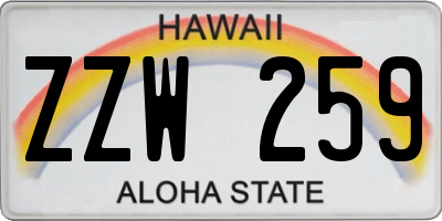 HI license plate ZZW259