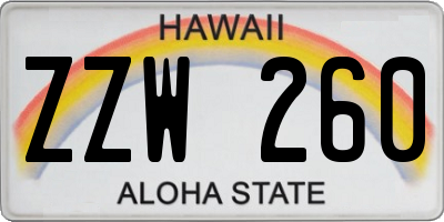 HI license plate ZZW260